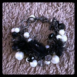 Charming Charlie Black & Pearl Bracelet